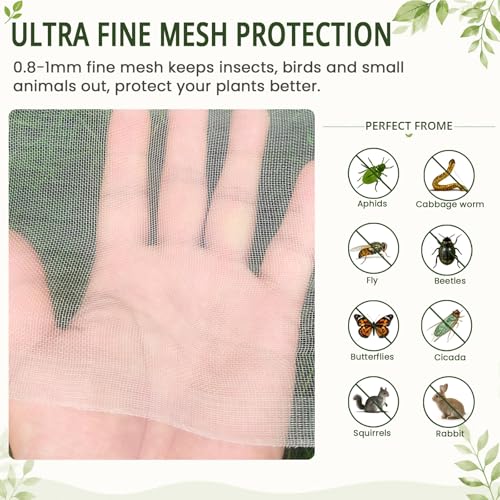 8Ft x 10FT Garden Netting, Fine Mesh Insect Netting for Plant Protection